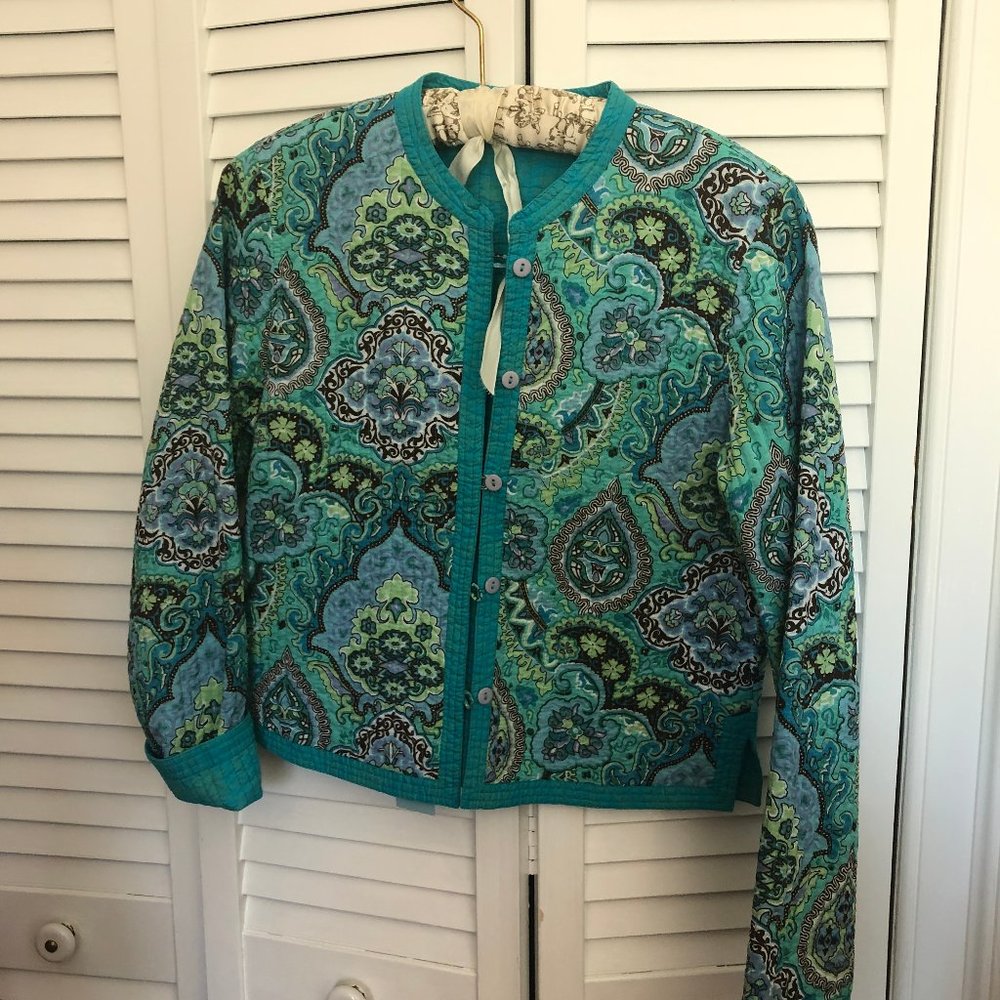 Reversible jacket teal and teal flowery sides, S